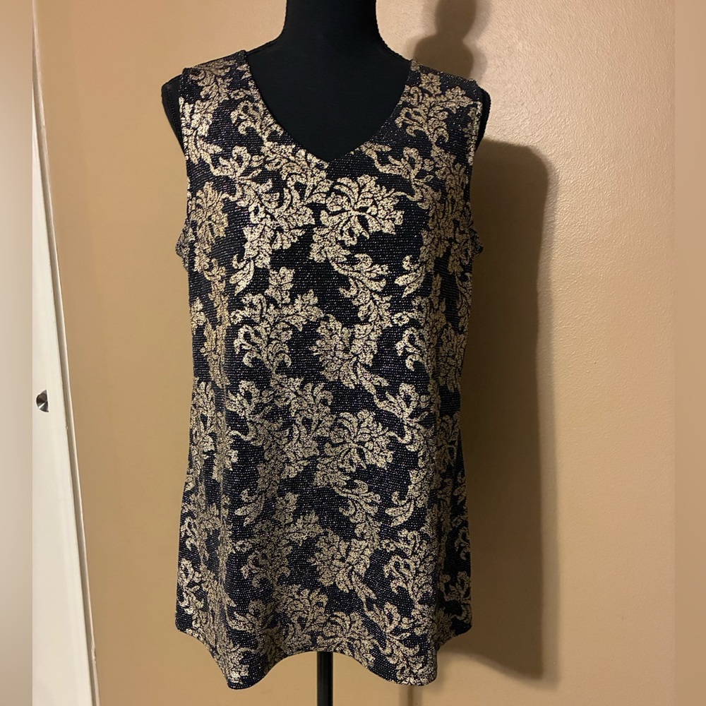 Cocomo Black and Gold Floral Blouse